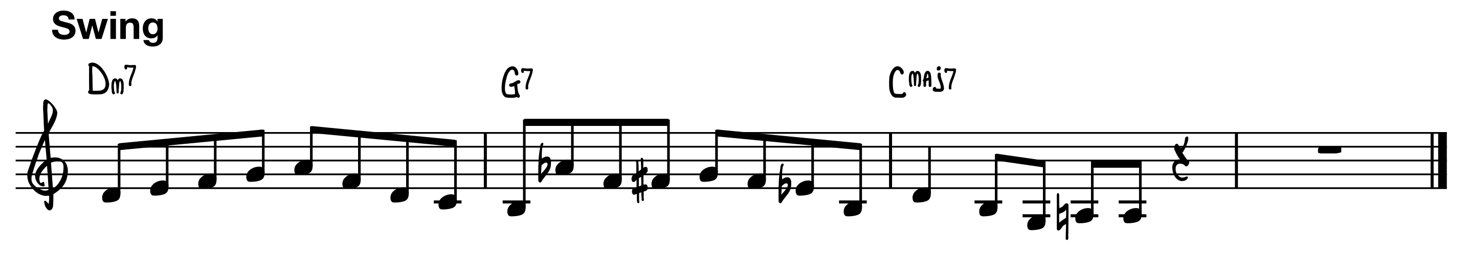 Nuottiesimerkki: kahdeksasosien fraseerasu