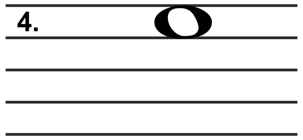 Nuottiesimerkki nuotista neljännessä välissä.