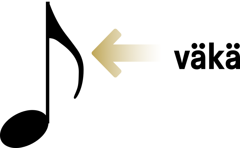 Nuottiesimerkki: 1/8-nuotti, johon on mietty väkä.